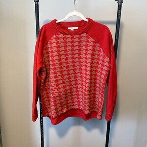 Boden, Wool houndstooth pattern Crew Neck Red size 16